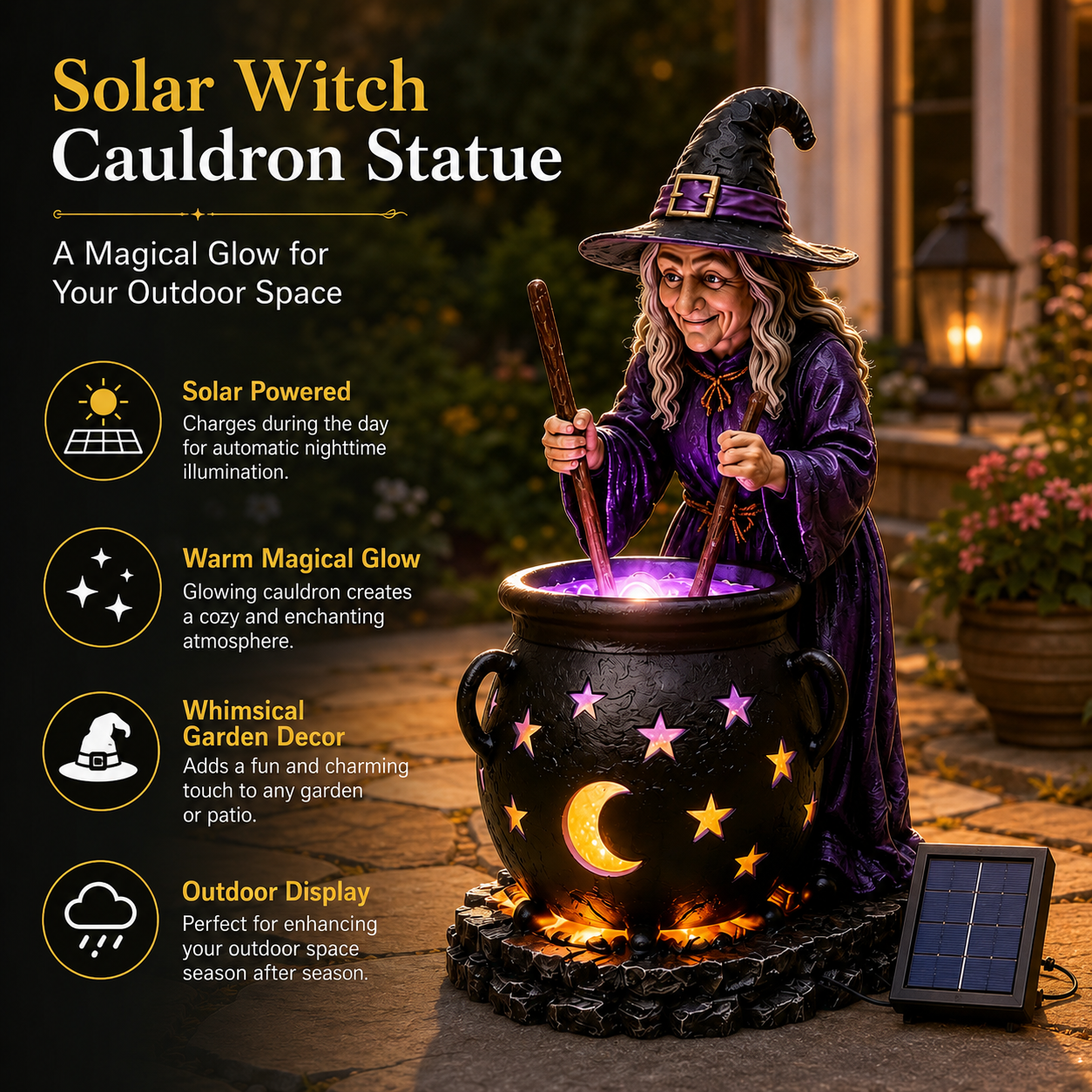 🧙‍♀️Halloween Witch Glowing Cauldron Solar Light🎃