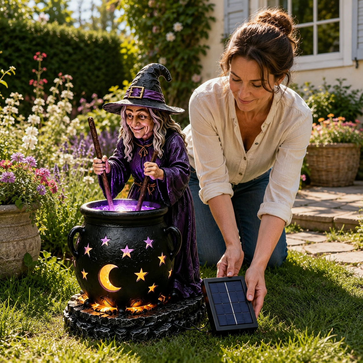 🧙‍♀️Halloween Witch Glowing Cauldron Solar Light🎃
