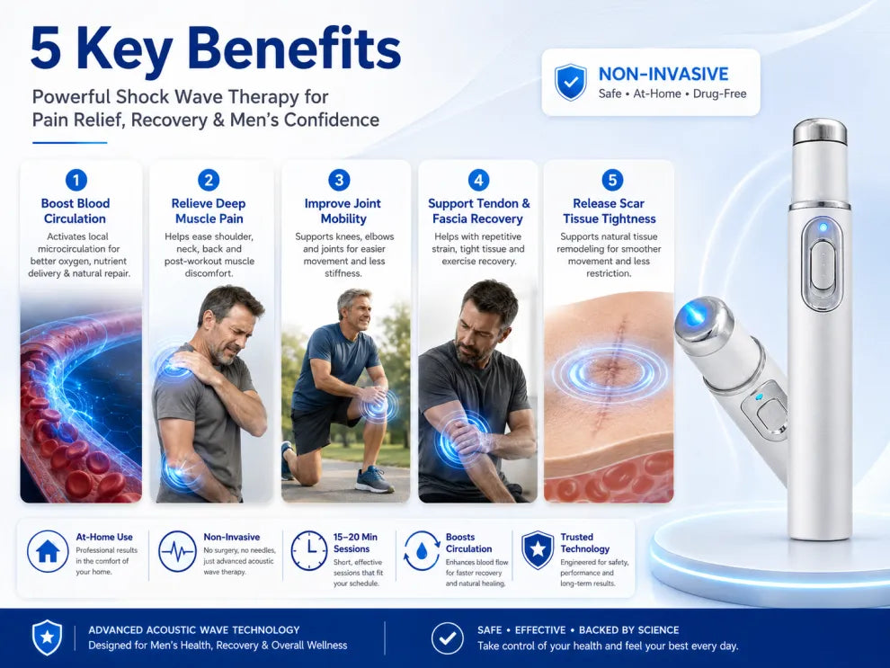 🔊Advanced Acoustic Shockwave Therapy restores penile tissue health to enhance rise rigidity⬆️, stamina, and male performance confidence💪, relieving muscle pain, joint stiffness, tendon discomfort🩹