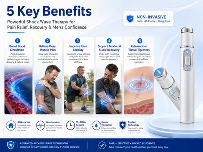 🔊Advanced Acoustic Shockwave Therapy restores penile tissue health to enhance rise rigidity⬆️, stamina, and male performance confidence💪, relieving muscle pain, joint stiffness, tendon discomfort🩹
