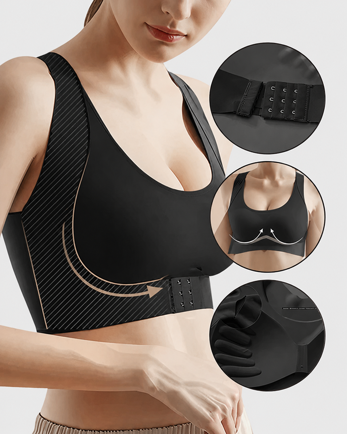 Front Closure Cross-Back Wireless Posture Bra