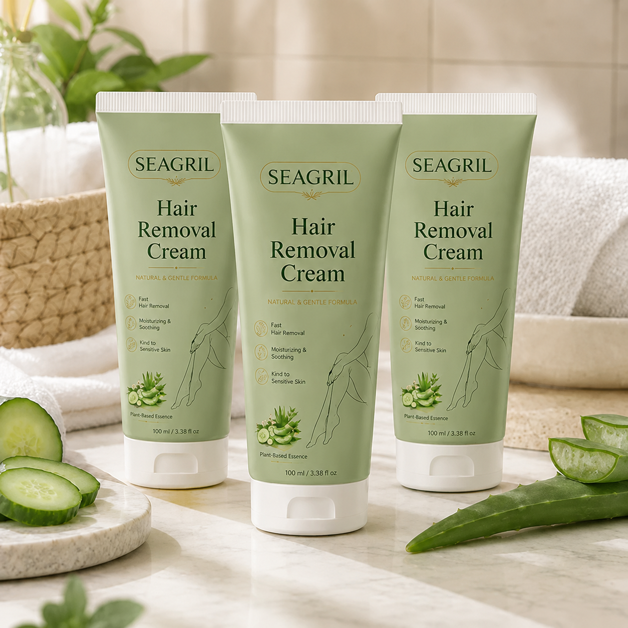 SEAGRIL® Natural Gentle Hair Removal Cream | For Women & Men, Sensitive Skin