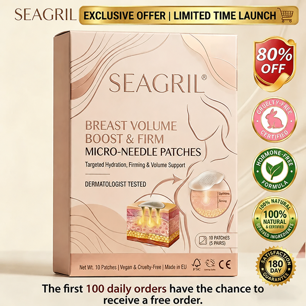 SEAGRIL® Targeted Breast Enhancement Advanced Nano Microneedle Patch
