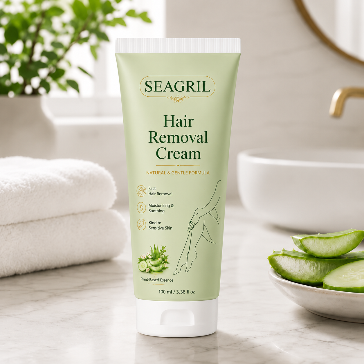 SEAGRIL® Natural Gentle Hair Removal Cream | For Women & Men, Sensitive Skin